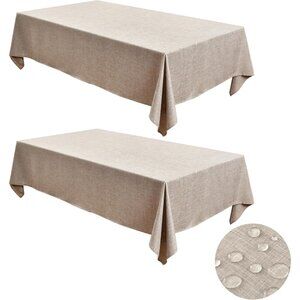 All-Season Faux Linen Table Covers 2 Pack - Elegant 52x70" Dining Essentials